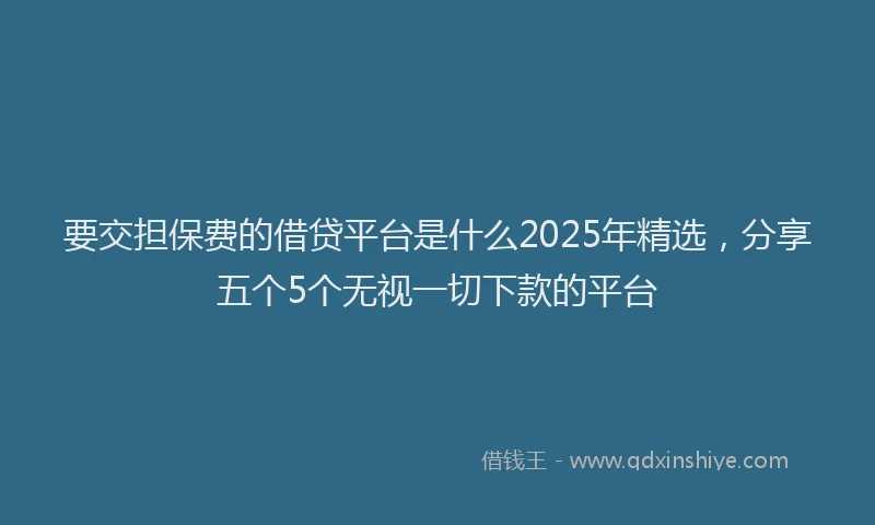 要交担保费的借贷平台是什么2025年精选，分享五个5个无视一切下款的平台