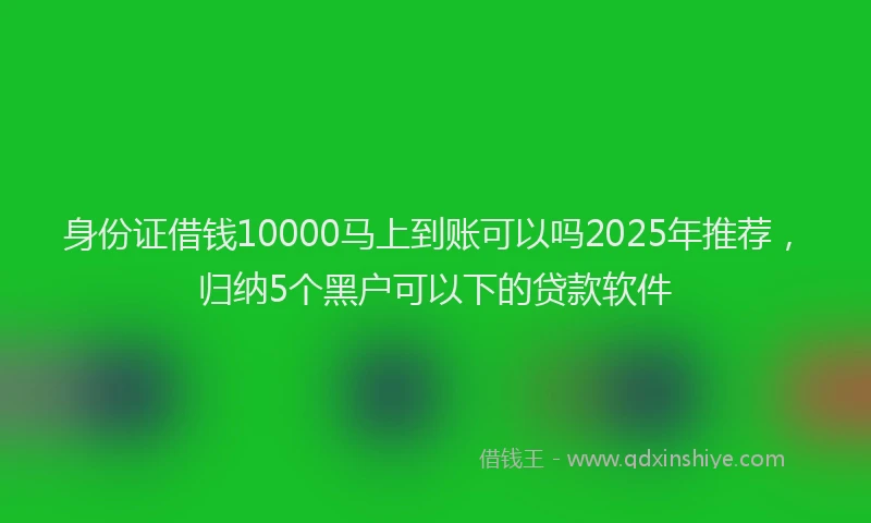 身份证借钱10000马上到账可以吗2025年推荐，归纳5个黑户可以下的贷款软件