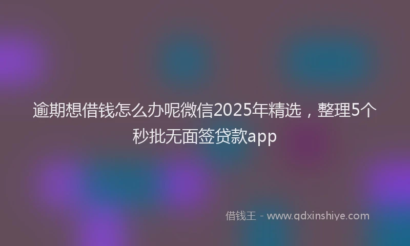 逾期想借钱怎么办呢微信2025年精选，整理5个秒批无面签贷款app