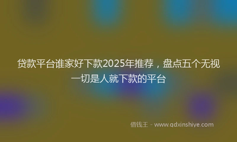贷款平台谁家好下款2025年推荐，盘点五个无视一切是人就下款的平台