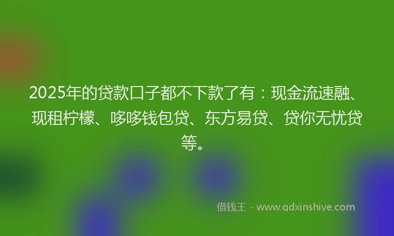 2025年的贷款口子都不下款了有：现金流速融、现租柠檬、哆哆钱包贷、东方易贷、贷你无忧贷等。