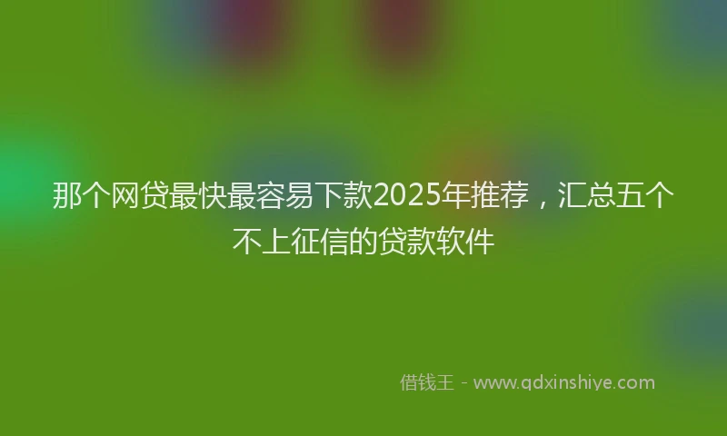 那个网贷最快最容易下款2025年推荐，汇总五个不上征信的贷款软件