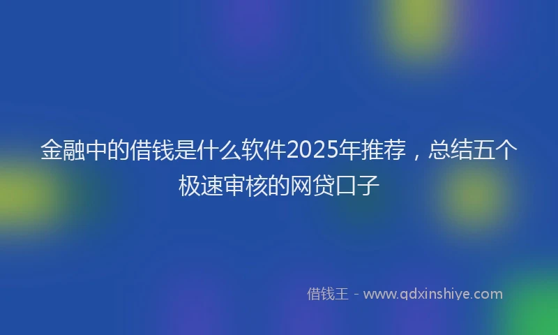 金融中的借钱是什么软件2025年推荐，总结五个极速审核的网贷口子