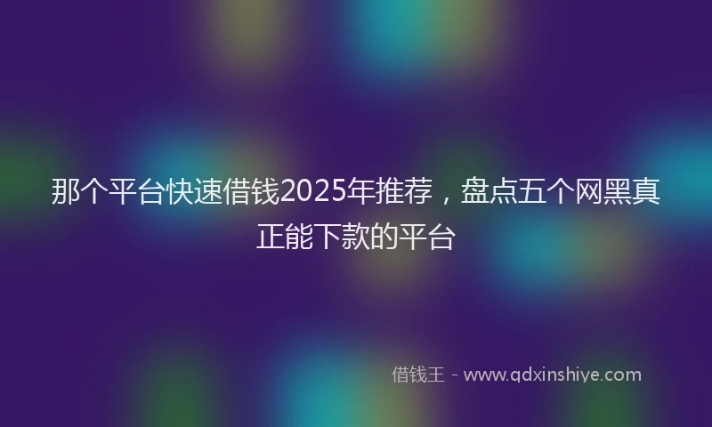 那个平台快速借钱2025年推荐，盘点五个网黑真正能下款的平台
