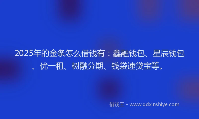 2025年的金条怎么借钱有：鑫融钱包、星辰钱包、优一租、树融分期、钱袋速贷宝等。