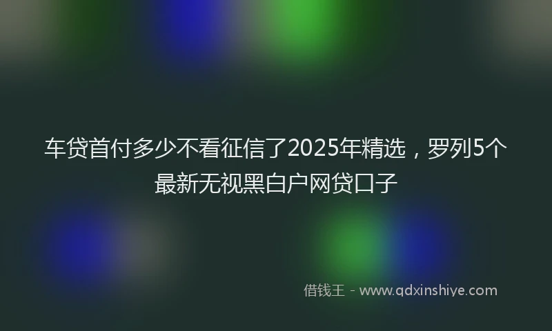 车贷首付多少不看征信了2025年精选，罗列5个最新无视黑白户网贷口子