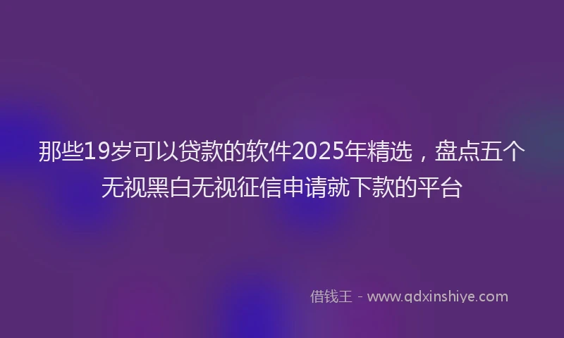 那些19岁可以贷款的软件2025年精选，盘点五个无视黑白无视征信申请就下款的平台