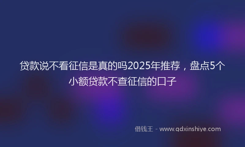 贷款说不看征信是真的吗2025年推荐，盘点5个小额贷款不查征信的口子