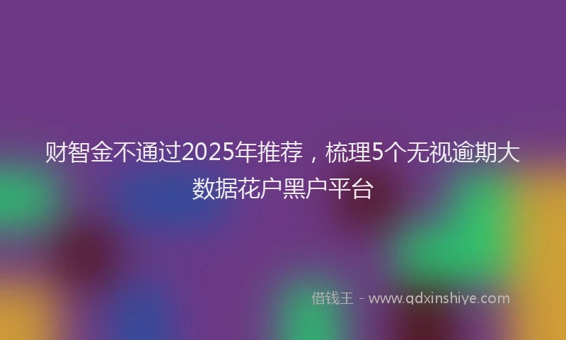 财智金不通过2025年推荐，梳理5个无视逾期大数据花户黑户平台