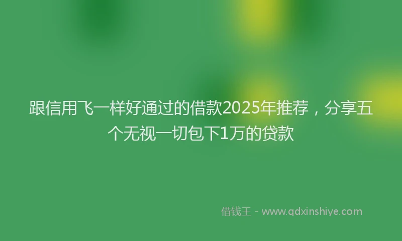 跟信用飞一样好通过的借款2025年推荐，分享五个无视一切包下1万的贷款