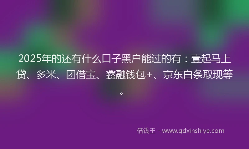 2025年的还有什么口子黑户能过的有：壹起马上贷、多米、团借宝、鑫融钱包+、京东白条取现等。