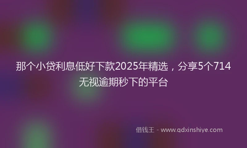 那个小贷利息低好下款2025年精选，分享5个714无视逾期秒下的平台