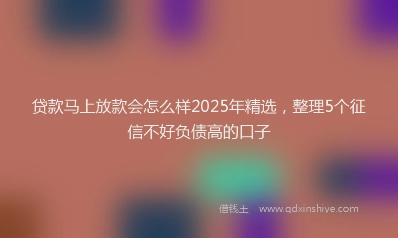 贷款马上放款会怎么样2025年精选，整理5个征信不好负债高的口子