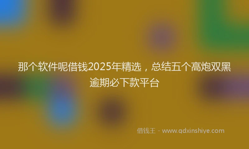 那个软件呢借钱2025年精选，总结五个高炮双黑逾期必下款平台