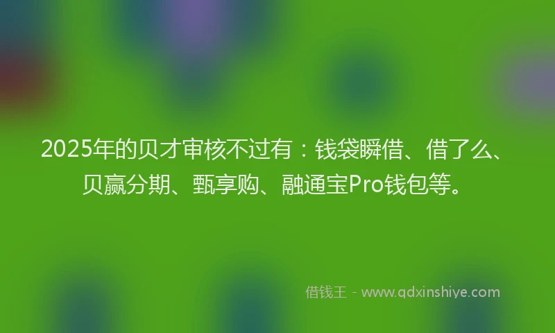 2025年的贝才审核不过有：钱袋瞬借、借了么、贝赢分期、甄享购、融通宝Pro钱包等。