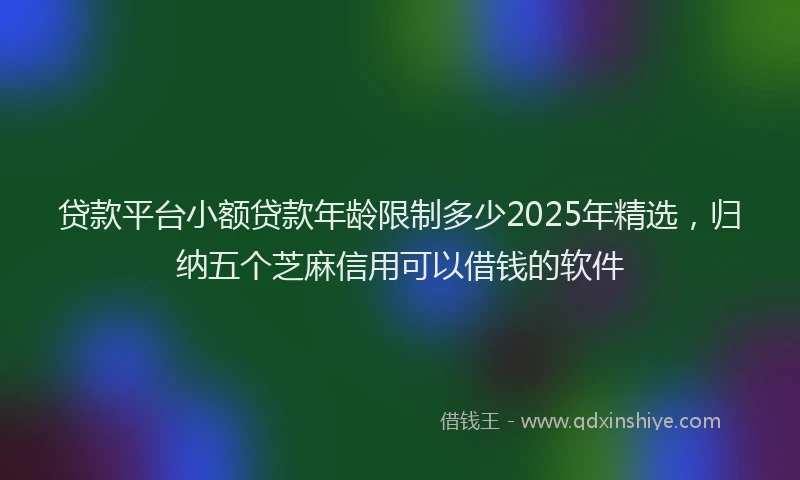 贷款平台小额贷款年龄限制多少2025年精选，归纳五个芝麻信用可以借钱的软件
