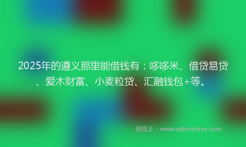 2025年的遵义那里能借钱有：哆哆米、借贷易贷、爱木财富、小麦粒贷、汇融钱包+等。