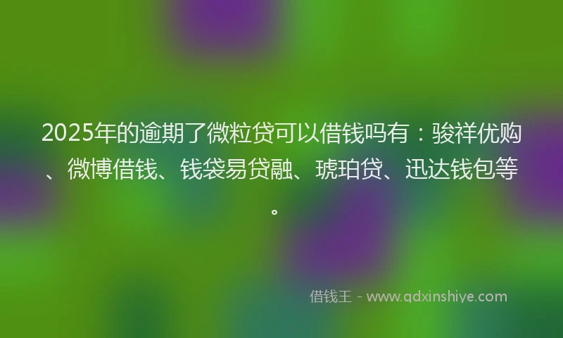 2025年的逾期了微粒贷可以借钱吗有：骏祥优购、微博借钱、钱袋易贷融、琥珀贷、迅达钱包等。