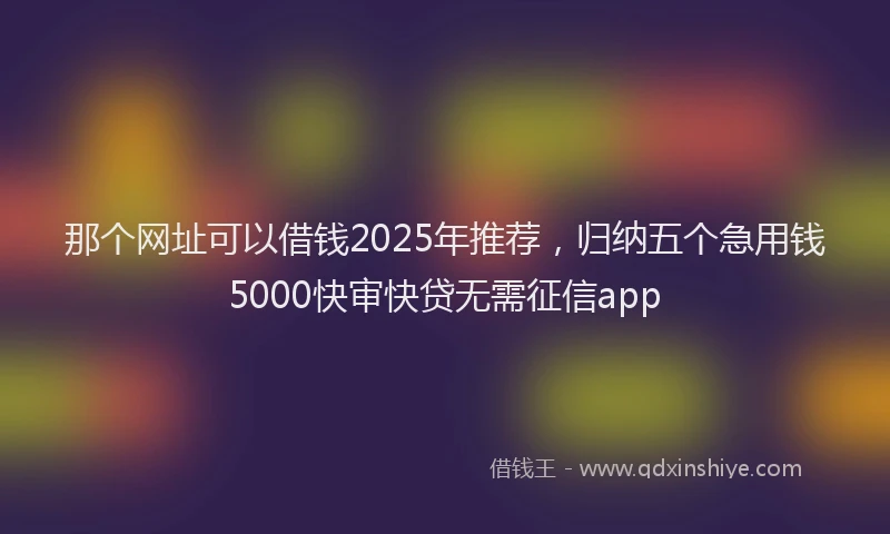 那个网址可以借钱2025年推荐，归纳五个急用钱5000快审快贷无需征信app