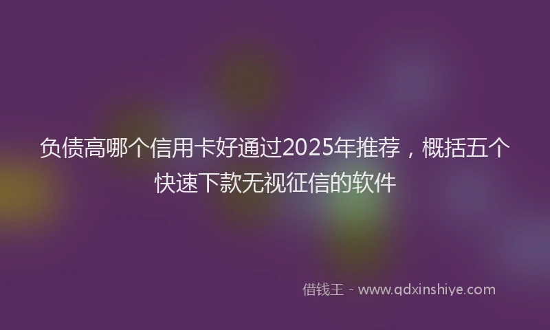 负债高哪个信用卡好通过2025年推荐，概括五个快速下款无视征信的软件