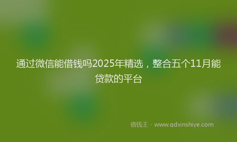 通过微信能借钱吗2025年精选，整合五个11月能贷款的平台