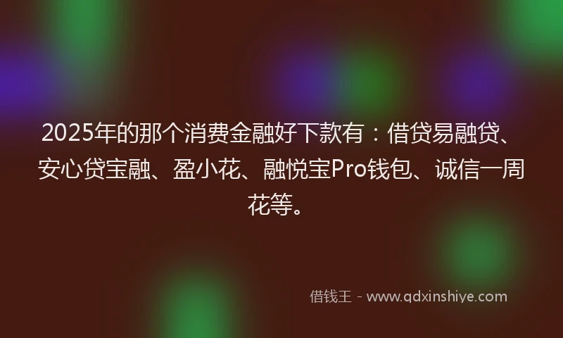 2025年的那个消费金融好下款有：借贷易融贷、安心贷宝融、盈小花、融悦宝Pro钱包、诚信一周花等。