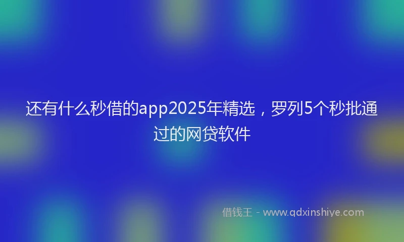 还有什么秒借的app2025年精选，罗列5个秒批通过的网贷软件