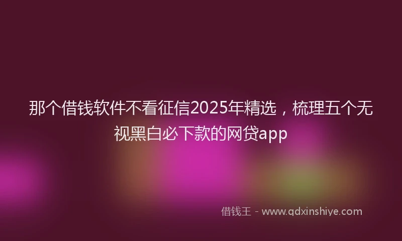 那个借钱软件不看征信2025年精选，梳理五个无视黑白必下款的网贷app