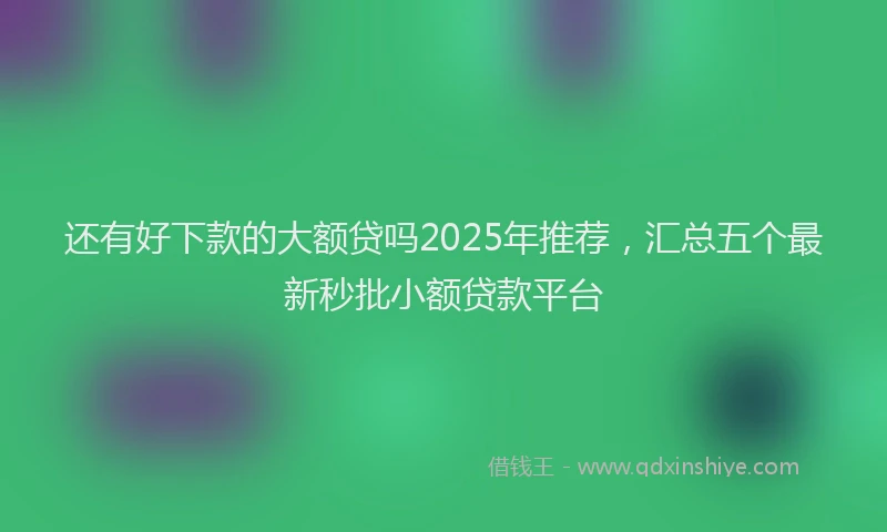 还有好下款的大额贷吗2025年推荐，汇总五个最新秒批小额贷款平台