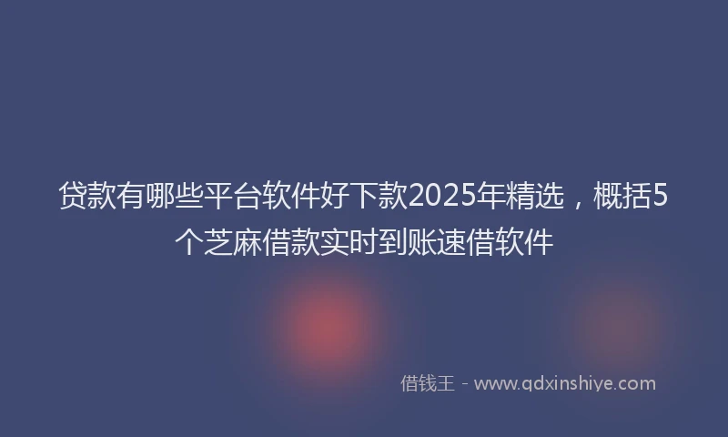 贷款有哪些平台软件好下款2025年精选，概括5个芝麻借款实时到账速借软件
