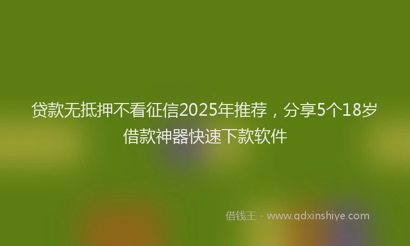 贷款无抵押不看征信2025年推荐，分享5个18岁借款神器快速下款软件