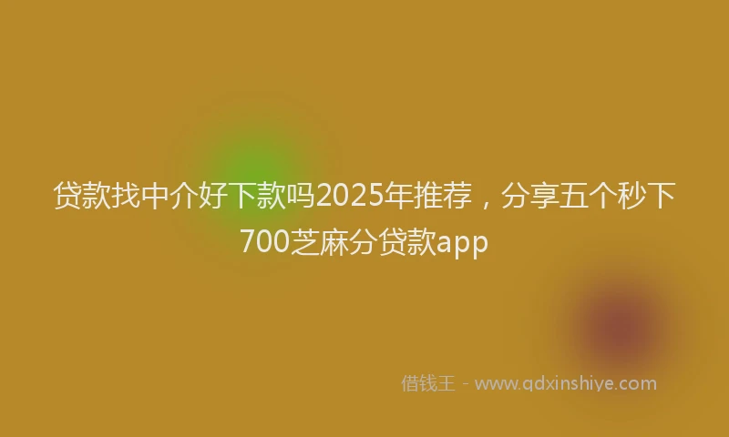 贷款找中介好下款吗2025年推荐，分享五个秒下700芝麻分贷款app