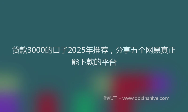 贷款3000的口子2025年推荐，分享五个网黑真正能下款的平台