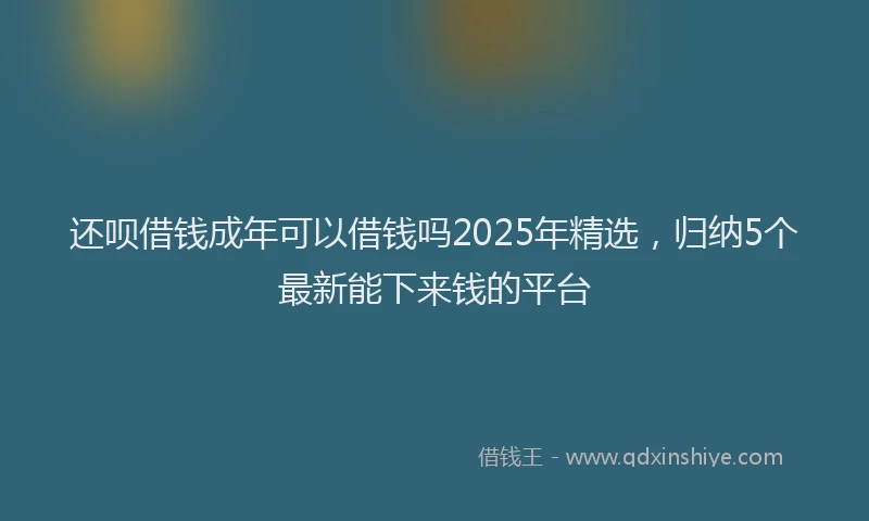 还呗借钱成年可以借钱吗2025年精选，归纳5个最新能下来钱的平台
