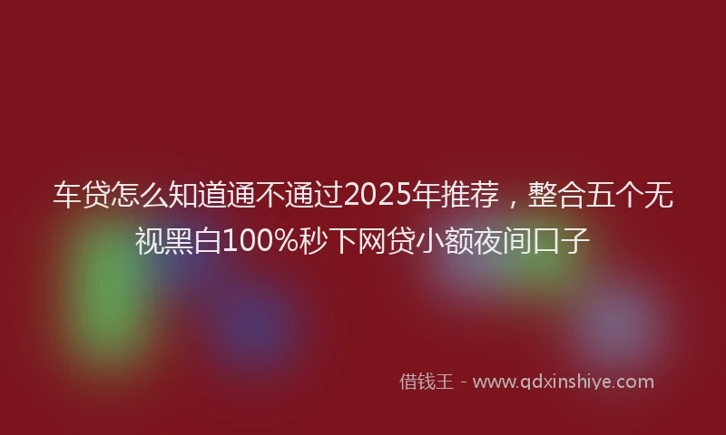 车贷怎么知道通不通过2025年推荐，整合五个无视黑白100%秒下网贷小额夜间口子