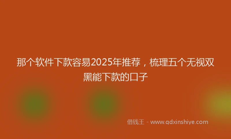 那个软件下款容易2025年推荐，梳理五个无视双黑能下款的口子