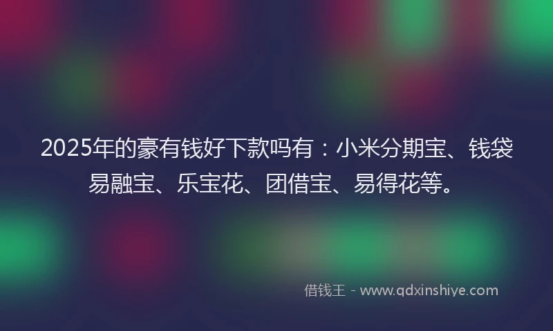 2025年的豪有钱好下款吗有：小米分期宝、钱袋易融宝、乐宝花、团借宝、易得花等。