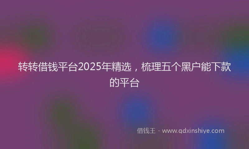 转转借钱平台2025年精选，梳理五个黑户能下款的平台