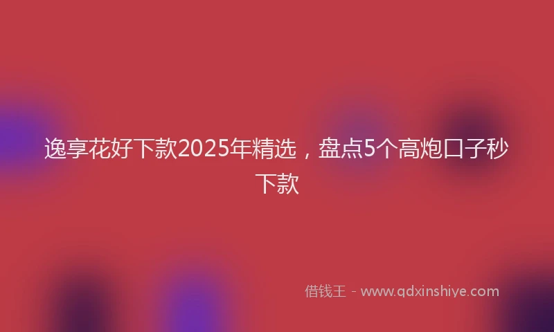 逸享花好下款2025年精选，盘点5个高炮口子秒下款