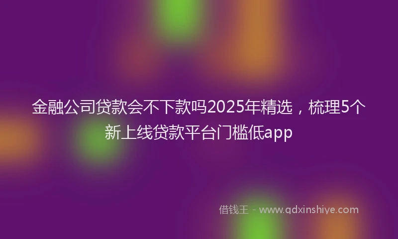 金融公司贷款会不下款吗2025年精选，梳理5个新上线贷款平台门槛低app