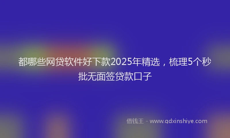 都哪些网贷软件好下款2025年精选，梳理5个秒批无面签贷款口子