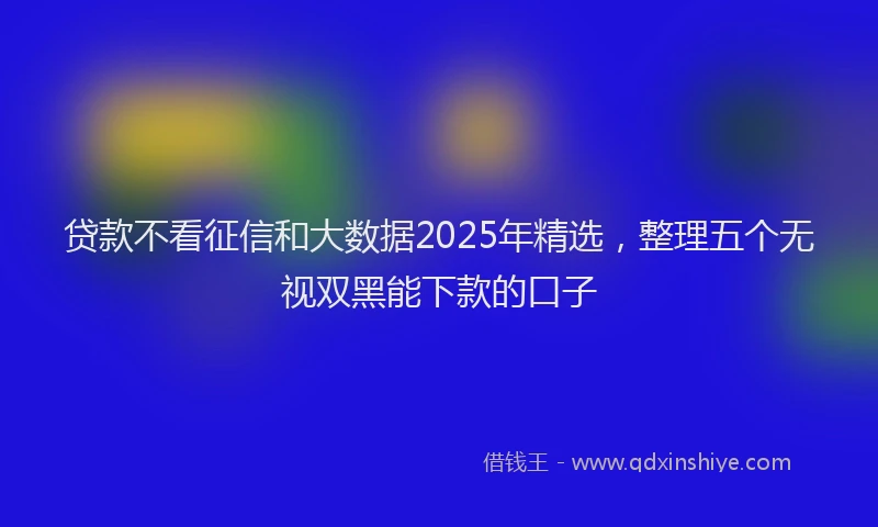 贷款不看征信和大数据2025年精选，整理五个无视双黑能下款的口子