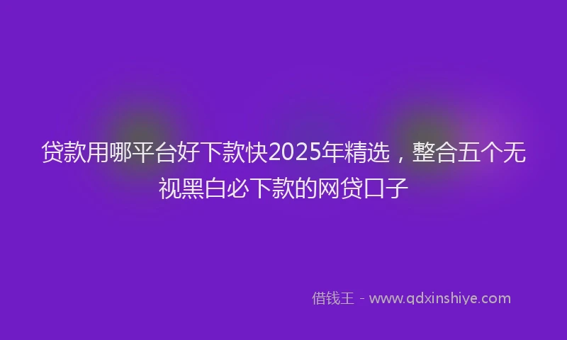 贷款用哪平台好下款快2025年精选，整合五个无视黑白必下款的网贷口子