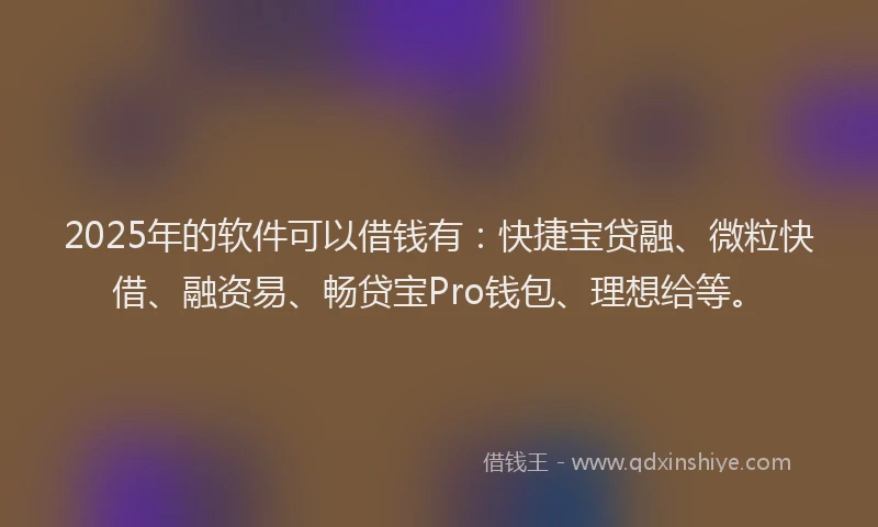 2025年的软件可以借钱有：快捷宝贷融、微粒快借、融资易、畅贷宝Pro钱包、理想给等。