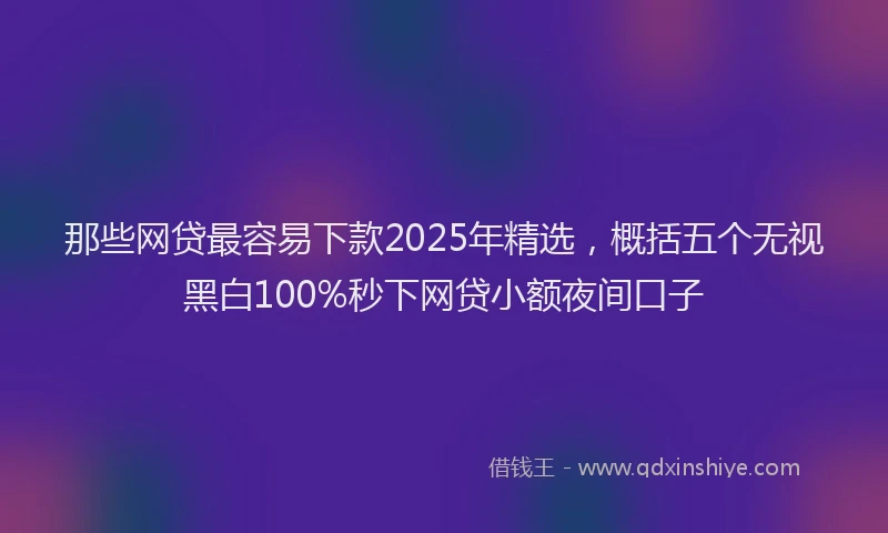 那些网贷最容易下款2025年精选，概括五个无视黑白100%秒下网贷小额夜间口子