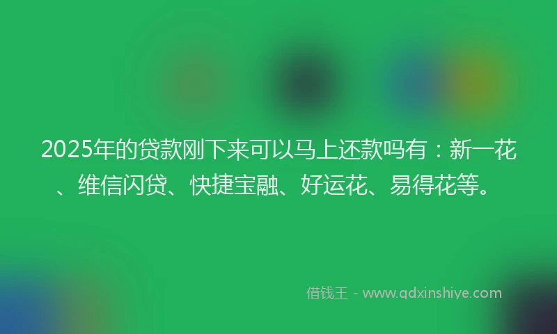 2025年的贷款刚下来可以马上还款吗有：新一花、维信闪贷、快捷宝融、好运花、易得花等。