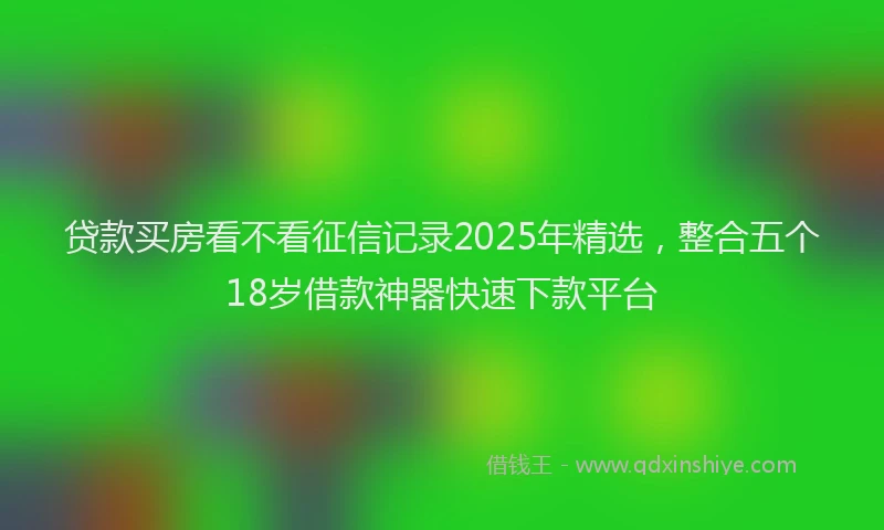 贷款买房看不看征信记录2025年精选，整合五个18岁借款神器快速下款平台