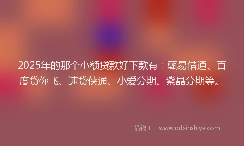 2025年的那个小额贷款好下款有：甄易借通、百度贷你飞、速贷侠通、小爱分期、紫晶分期等。