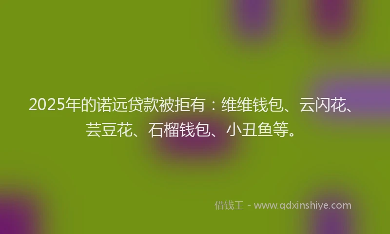 2025年的诺远贷款被拒有：维维钱包、云闪花、芸豆花、石榴钱包、小丑鱼等。