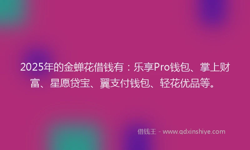 2025年的金蝉花借钱有：乐享Pro钱包、掌上财富、星愿贷宝、翼支付钱包、轻花优品等。